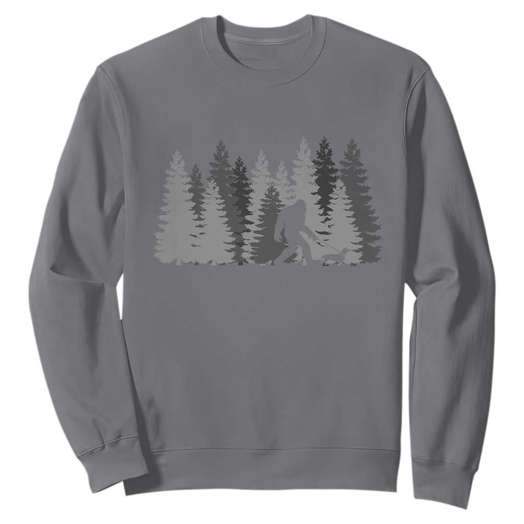Bigfoot Walking Dachshund Sweatshirt Funny Wiener Dog Gift Forest Sasquatch Yeti TS10 Charcoal Print Your Wear