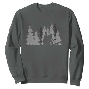 Bigfoot Walking Dachshund Sweatshirt Funny Wiener Dog Gift Forest Sasquatch Yeti TS10 Dark Heather Print Your Wear