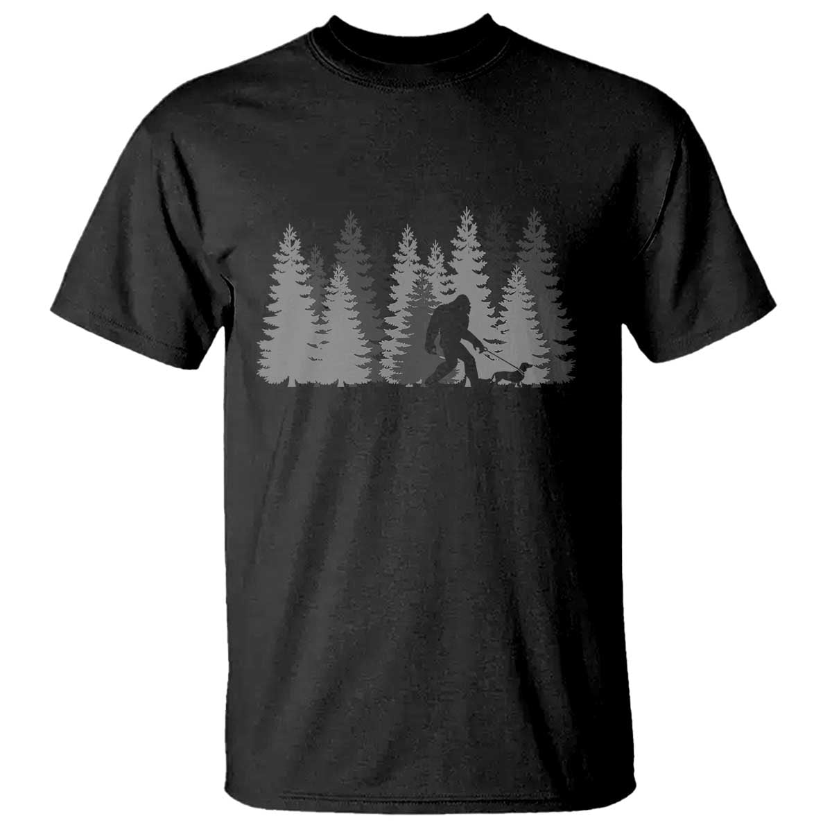 Bigfoot Walking Dachshund T Shirt Funny Wiener Dog Gift Forest Sasquatch Yeti TS10 Black Print Your Wear