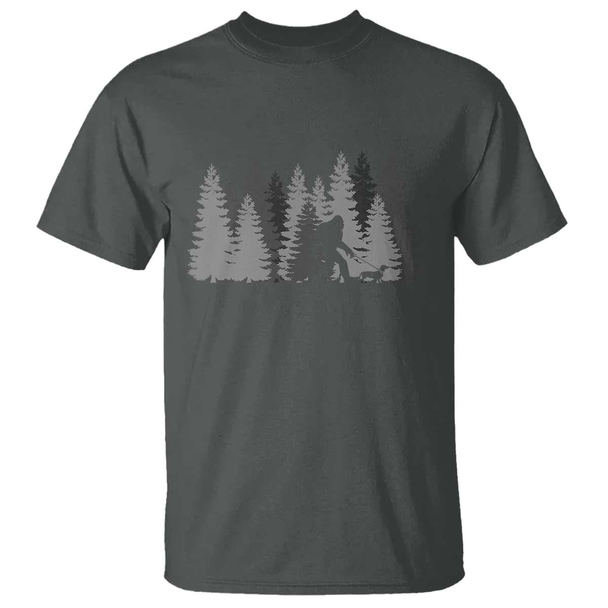 Bigfoot Walking Dachshund T Shirt Funny Wiener Dog Gift Forest Sasquatch Yeti TS10 Dark Heather Print Your Wear