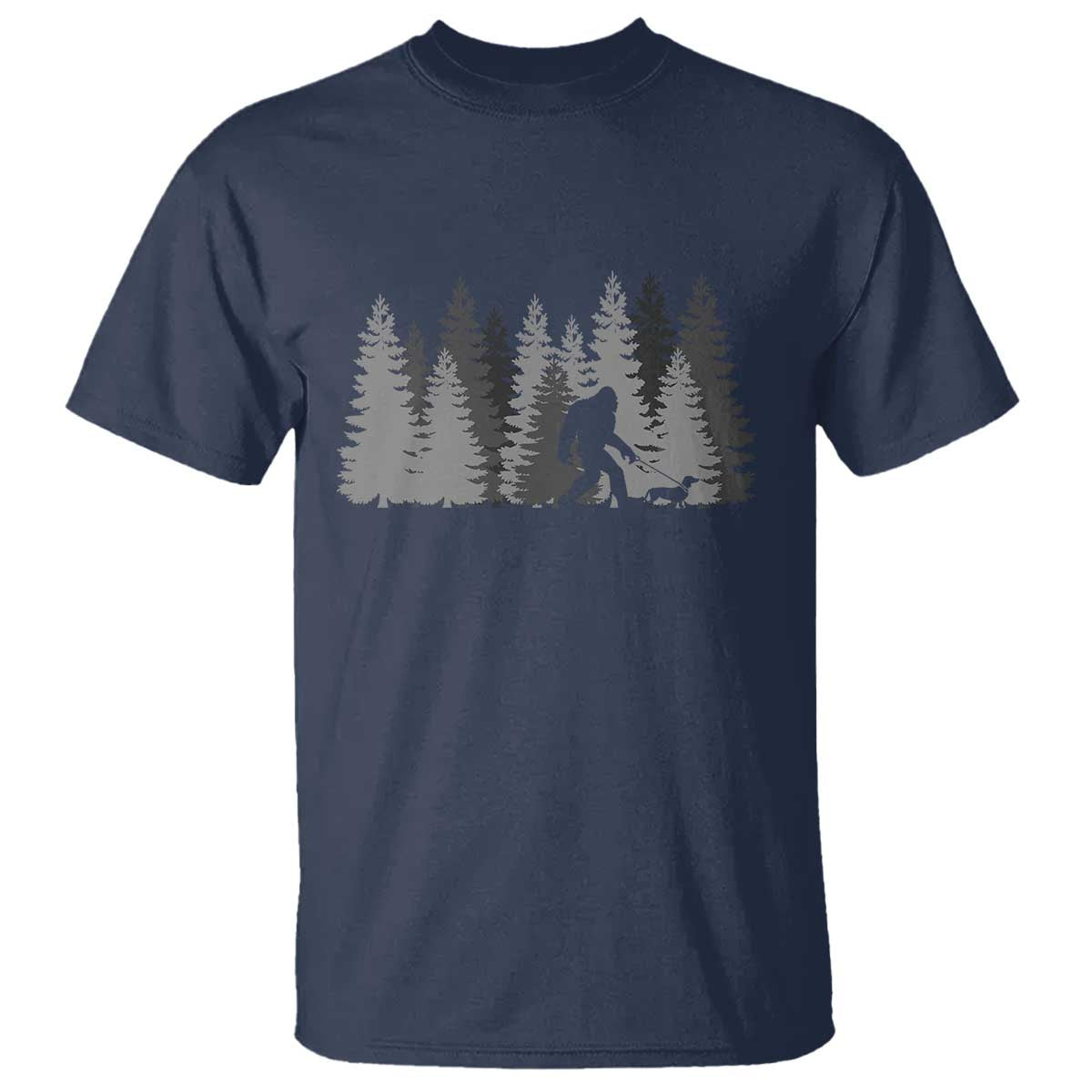 Bigfoot Walking Dachshund T Shirt Funny Wiener Dog Gift Forest Sasquatch Yeti TS10 Navy Print Your Wear