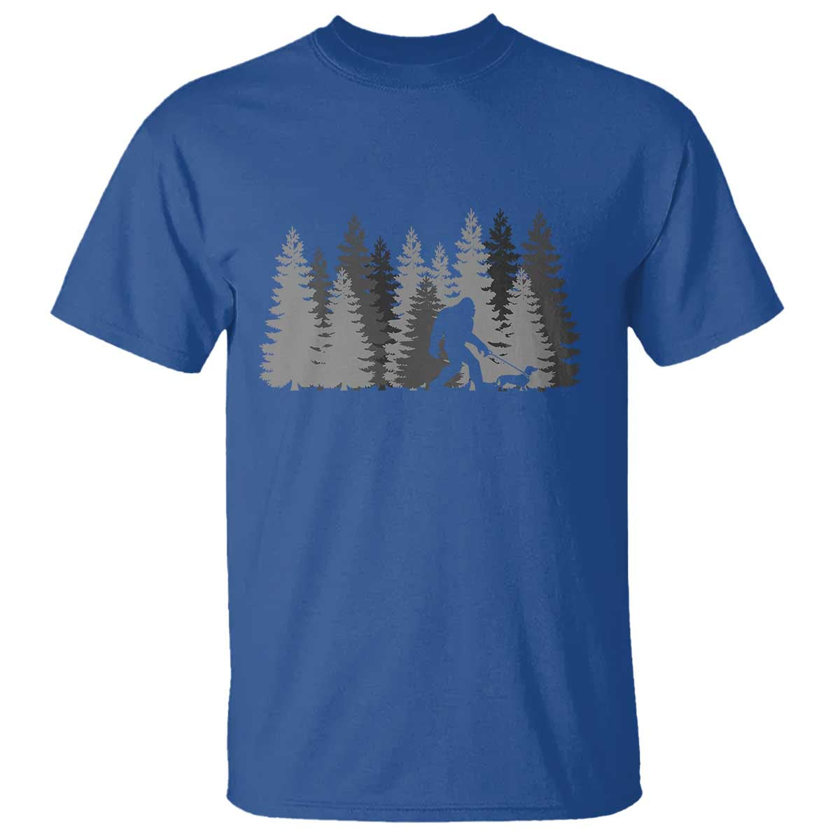 Bigfoot Walking Dachshund T Shirt Funny Wiener Dog Gift Forest Sasquatch Yeti TS10 Royal Blue Print Your Wear