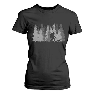 Bigfoot Walking Dachshund T Shirt For Women Funny Wiener Dog Gift Forest Sasquatch Yeti TS10 Black Print Your Wear