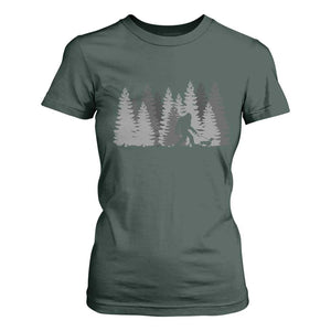 Bigfoot Walking Dachshund T Shirt For Women Funny Wiener Dog Gift Forest Sasquatch Yeti TS10 Dark Forest Green Print Your Wear