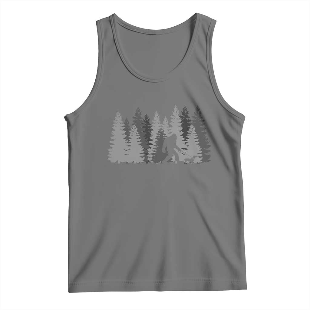Bigfoot Walking Dachshund Tank Top Funny Wiener Dog Gift Forest Sasquatch Yeti TS10 Black Heather Print Your Wear