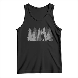 Bigfoot Walking Dachshund Tank Top Funny Wiener Dog Gift Forest Sasquatch Yeti TS10 Black Print Your Wear