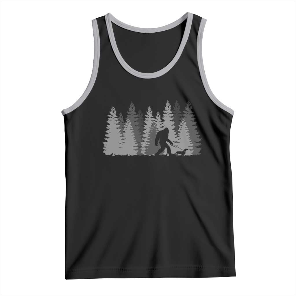 Bigfoot Walking Dachshund Tank Top Funny Wiener Dog Gift Forest Sasquatch Yeti TS10 Black Athletic Heather Print Your Wear