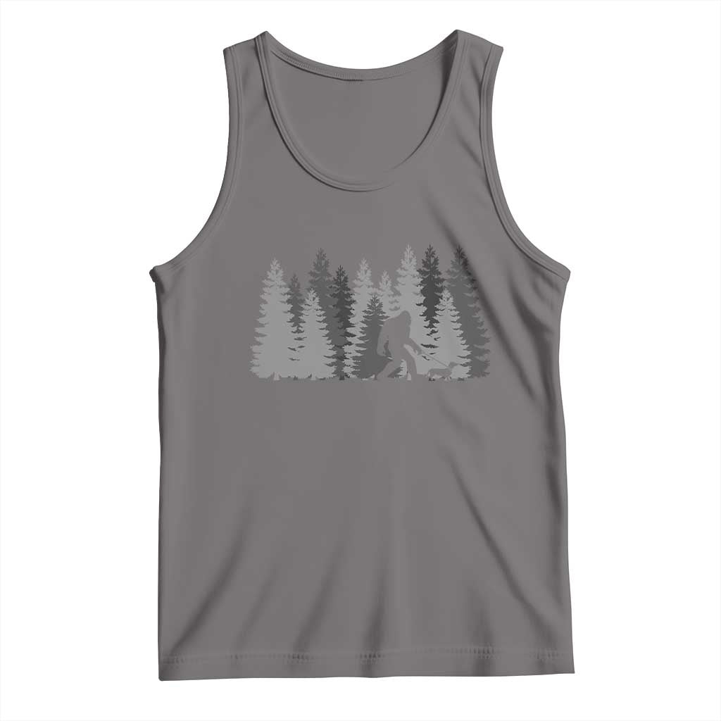 Bigfoot Walking Dachshund Tank Top Funny Wiener Dog Gift Forest Sasquatch Yeti TS10 Deep Heather Print Your Wear