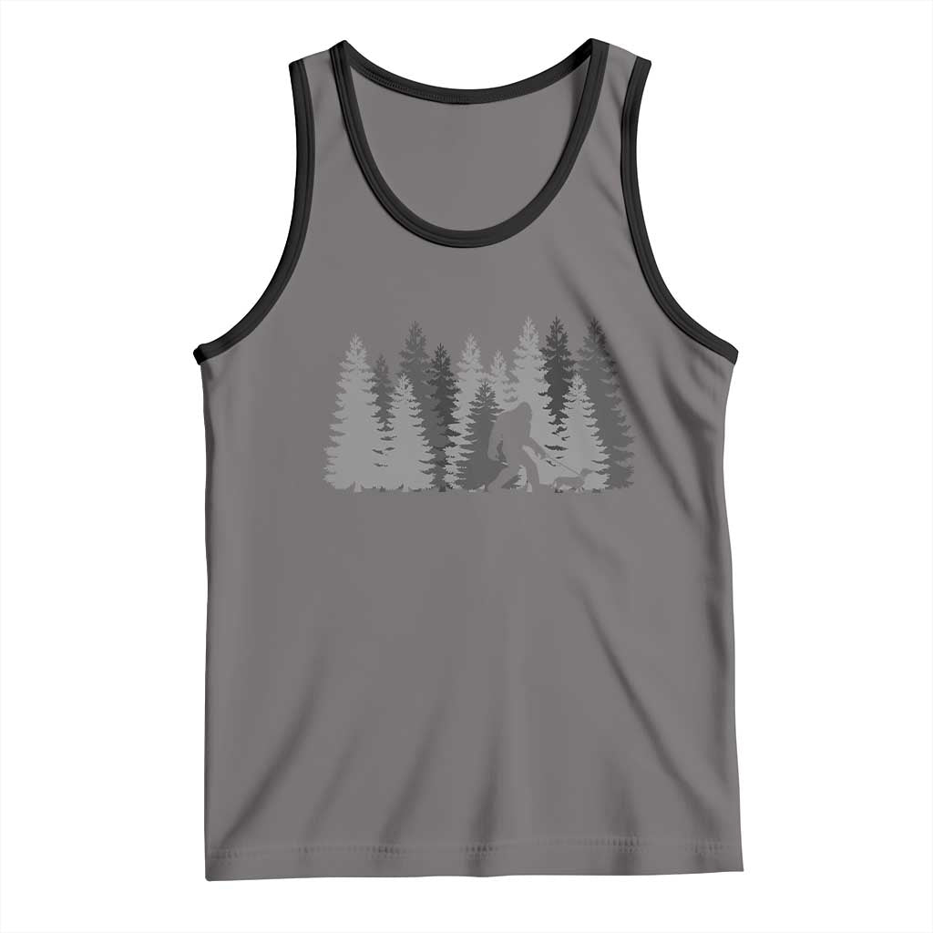 Bigfoot Walking Dachshund Tank Top Funny Wiener Dog Gift Forest Sasquatch Yeti TS10 Deep Heather Black Print Your Wear