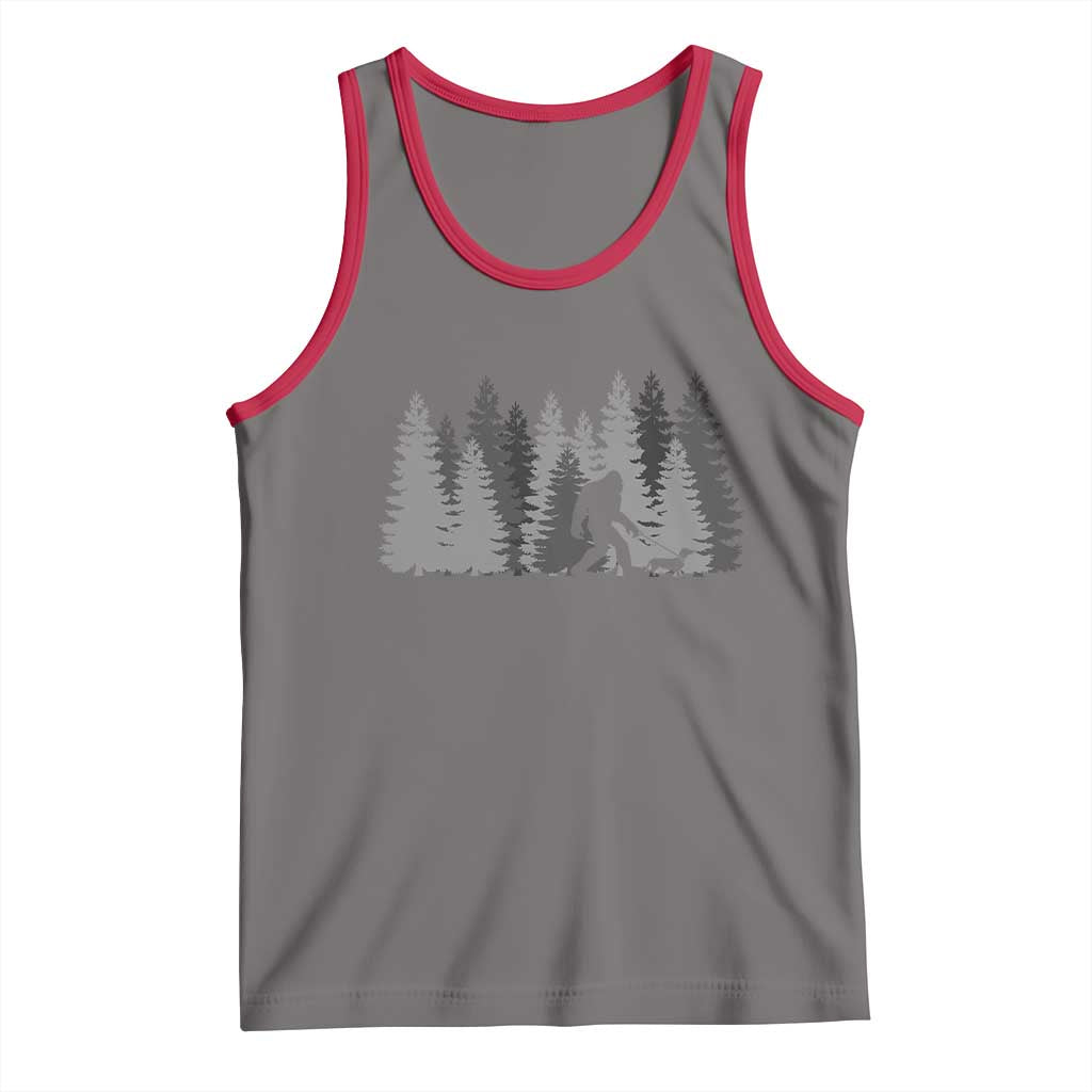 Bigfoot Walking Dachshund Tank Top Funny Wiener Dog Gift Forest Sasquatch Yeti TS10 Deep Heather Red Print Your Wear
