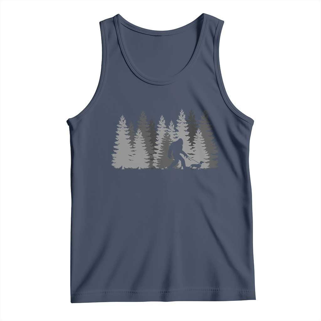 Bigfoot Walking Dachshund Tank Top Funny Wiener Dog Gift Forest Sasquatch Yeti TS10 Navy Print Your Wear