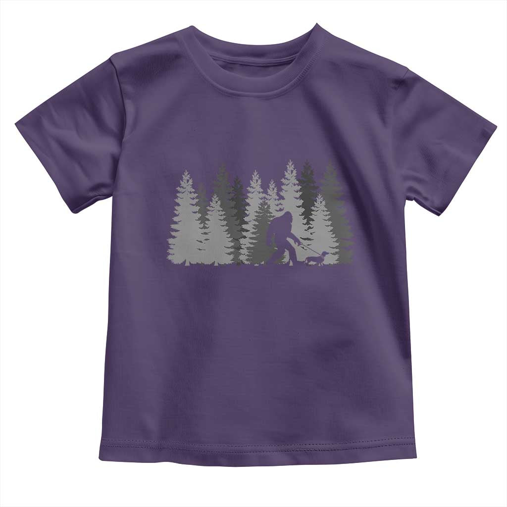 Bigfoot Walking Dachshund Toddler T Shirt Funny Wiener Dog Gift Forest Sasquatch Yeti TS10 Purple Print Your Wear