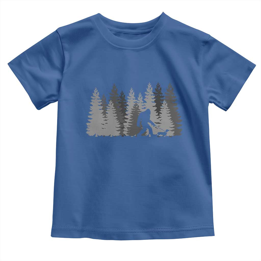 Bigfoot Walking Dachshund Toddler T Shirt Funny Wiener Dog Gift Forest Sasquatch Yeti TS10 Royal Blue Print Your Wear