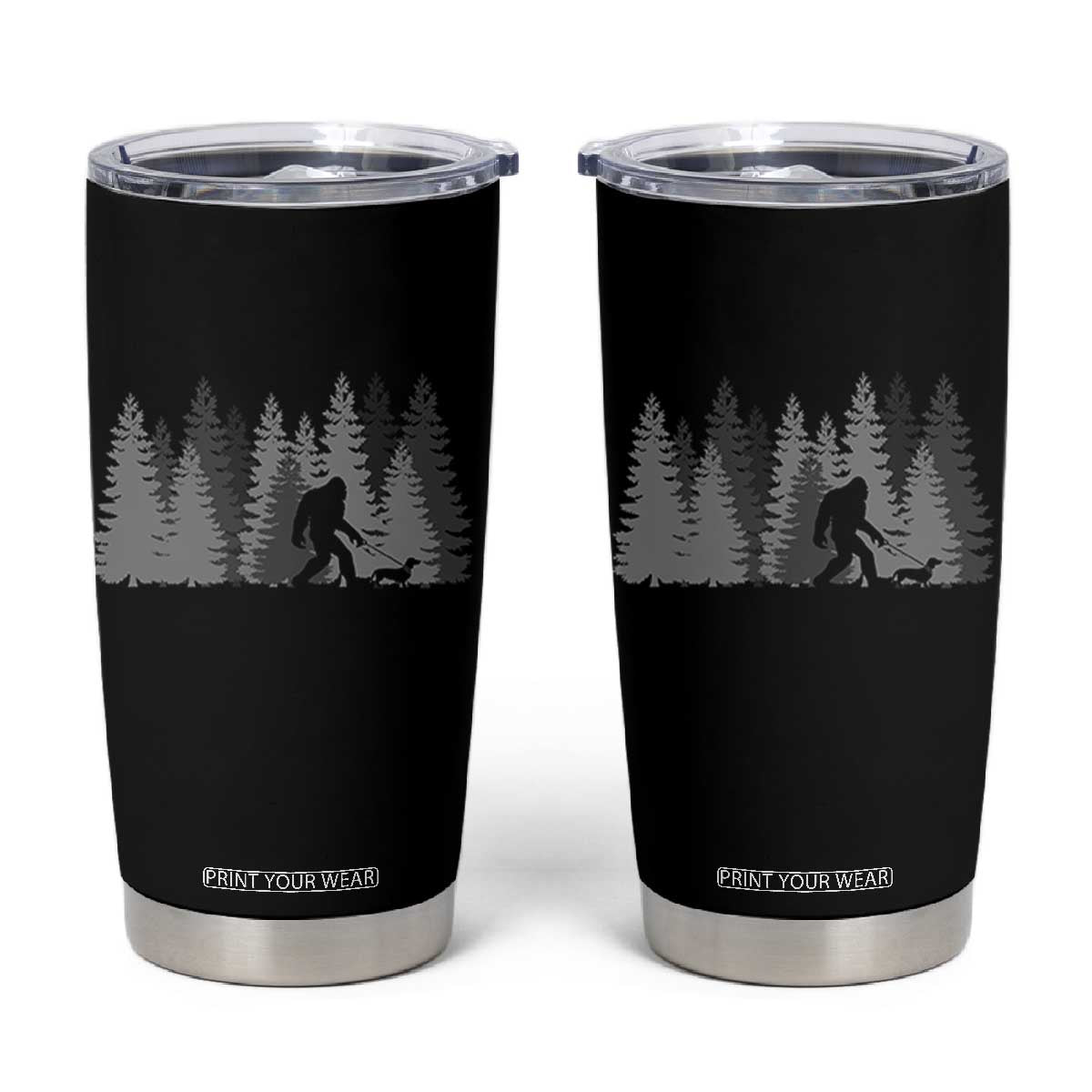 Bigfoot Walking Dachshund Tumbler Cup Funny Wiener Dog Gift Forest Sasquatch Yeti TS10 Black Print Your Wear