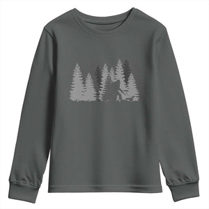 Bigfoot Walking Dachshund Youth Sweatshirt Funny Wiener Dog Gift Forest Sasquatch Yeti TS10 Dark Heather Print Your Wear