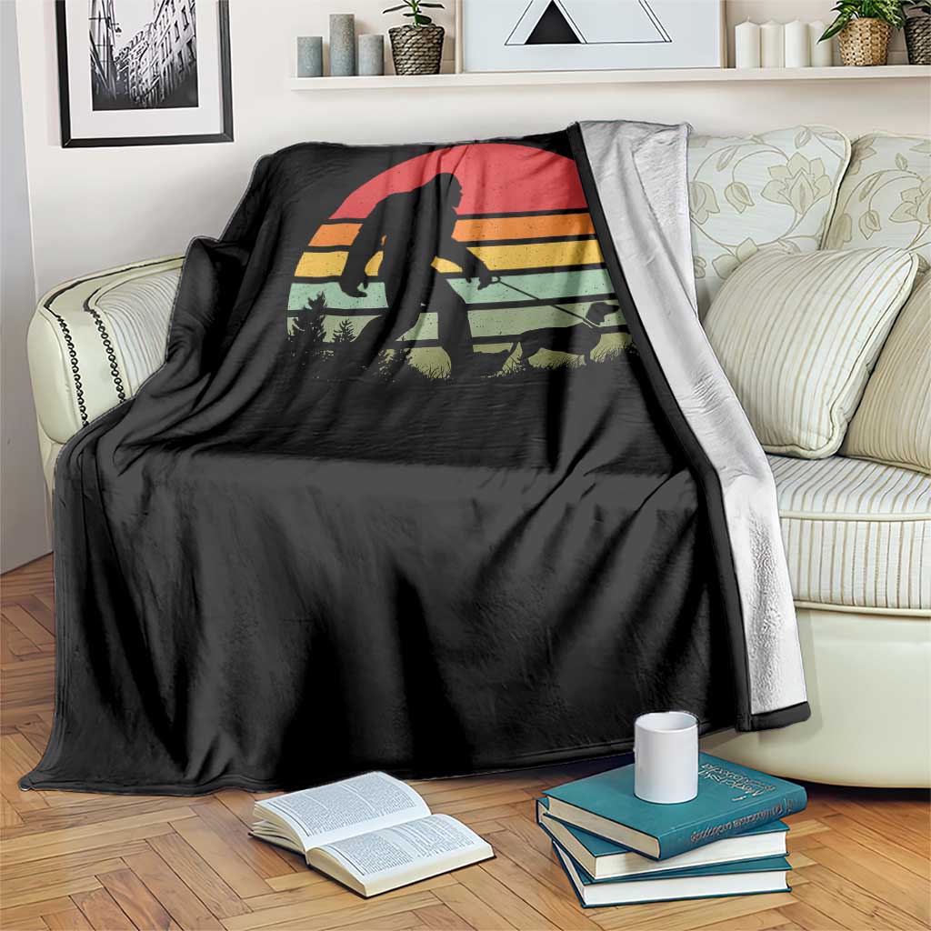Retro Bigfoot Walking Dachshund Throw Blanket Funny Doxie Wiener Dog Walker Vintage 70s 80s TS10 Print Your Wear