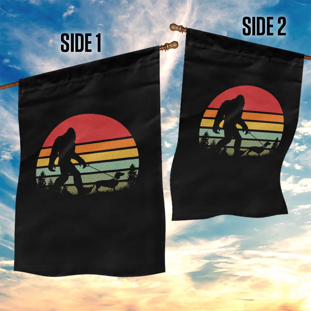 Retro Bigfoot Walking Dachshund Garden Flag Funny Doxie Wiener Dog Walker Vintage 70s 80s TS10 Print Your Wear