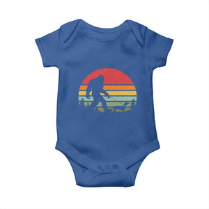 Retro Bigfoot Walking Dachshund Baby Onesie Funny Doxie Wiener Dog Walker Vintage 70s 80s TS10 Royal Blue Print Your Wear