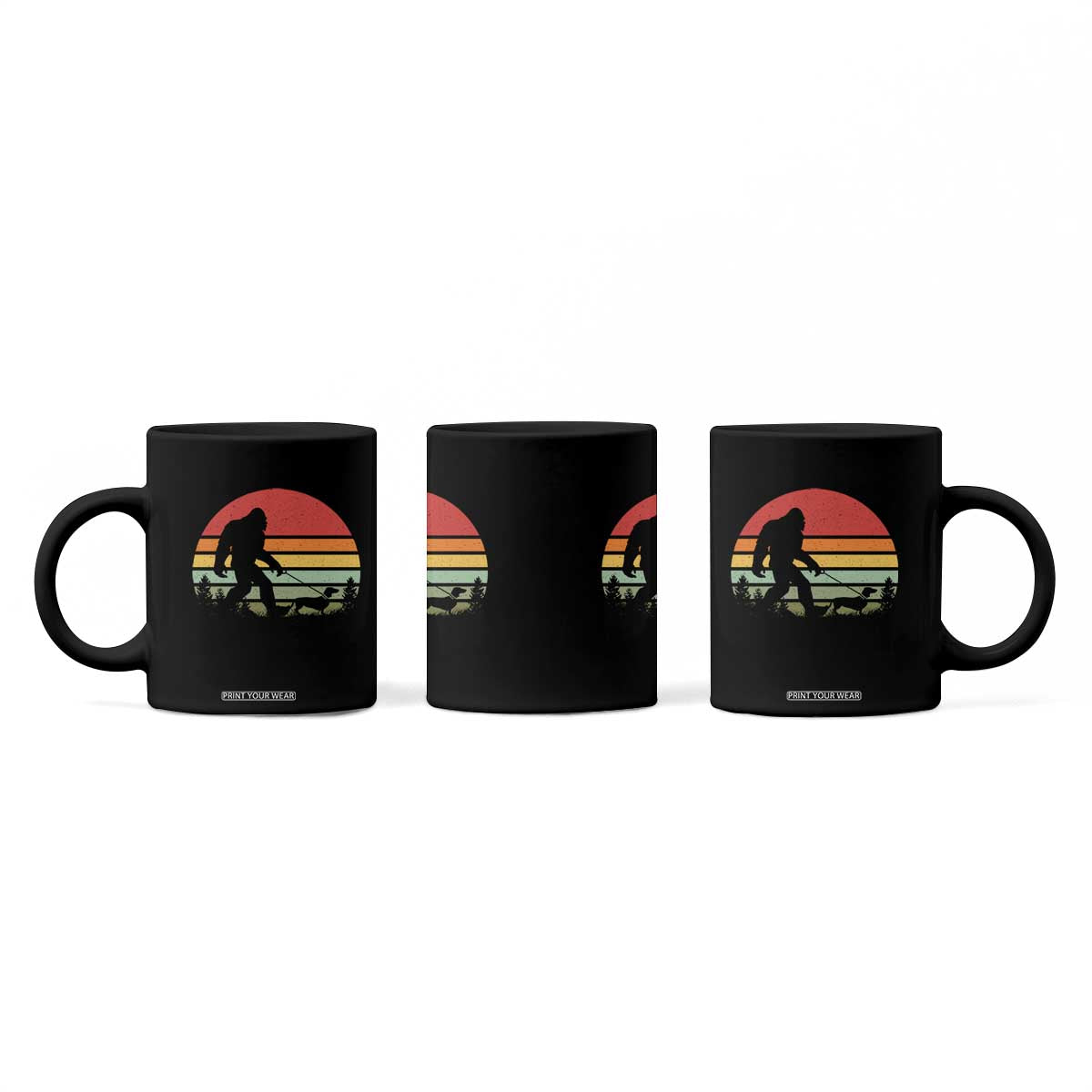 Retro Bigfoot Walking Dachshund Coffee Mug Funny Doxie Wiener Dog Walker Vintage 70s 80s TS10 Print Your Wear