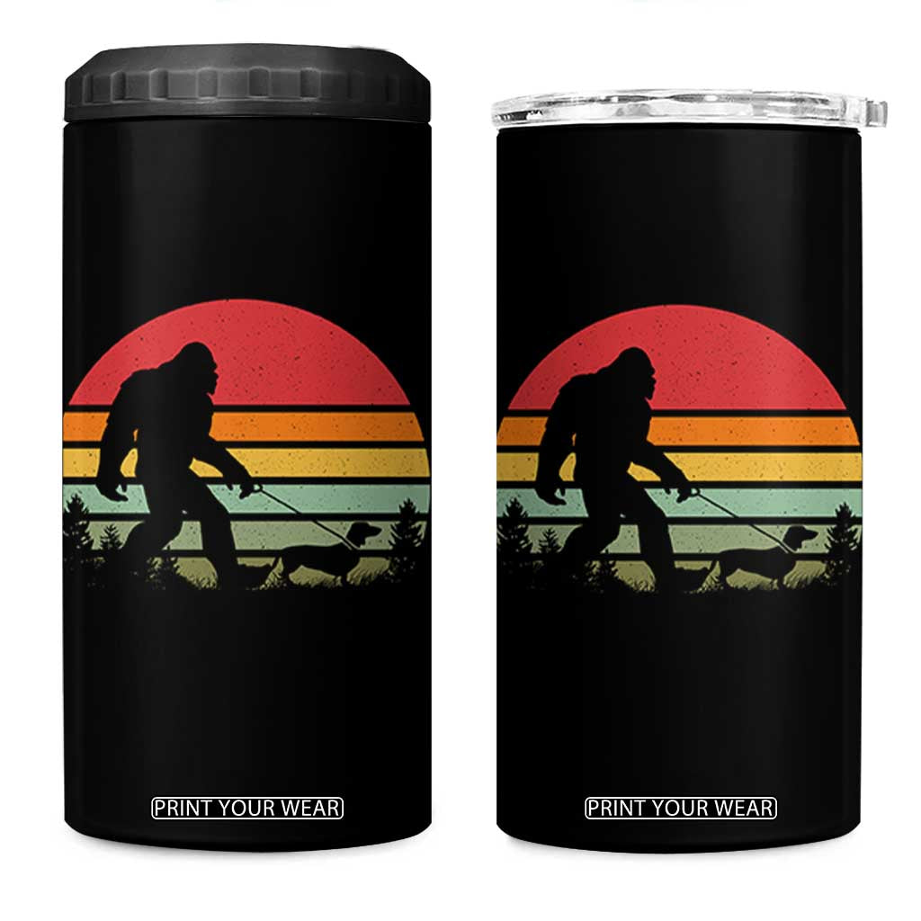 Retro Bigfoot Walking Dachshund 4 in 1 Can Cooler Tumbler Funny Doxie Wiener Dog Walker Vintage 70s 80s TS10 One Size: 16 oz Black Print Your Wear