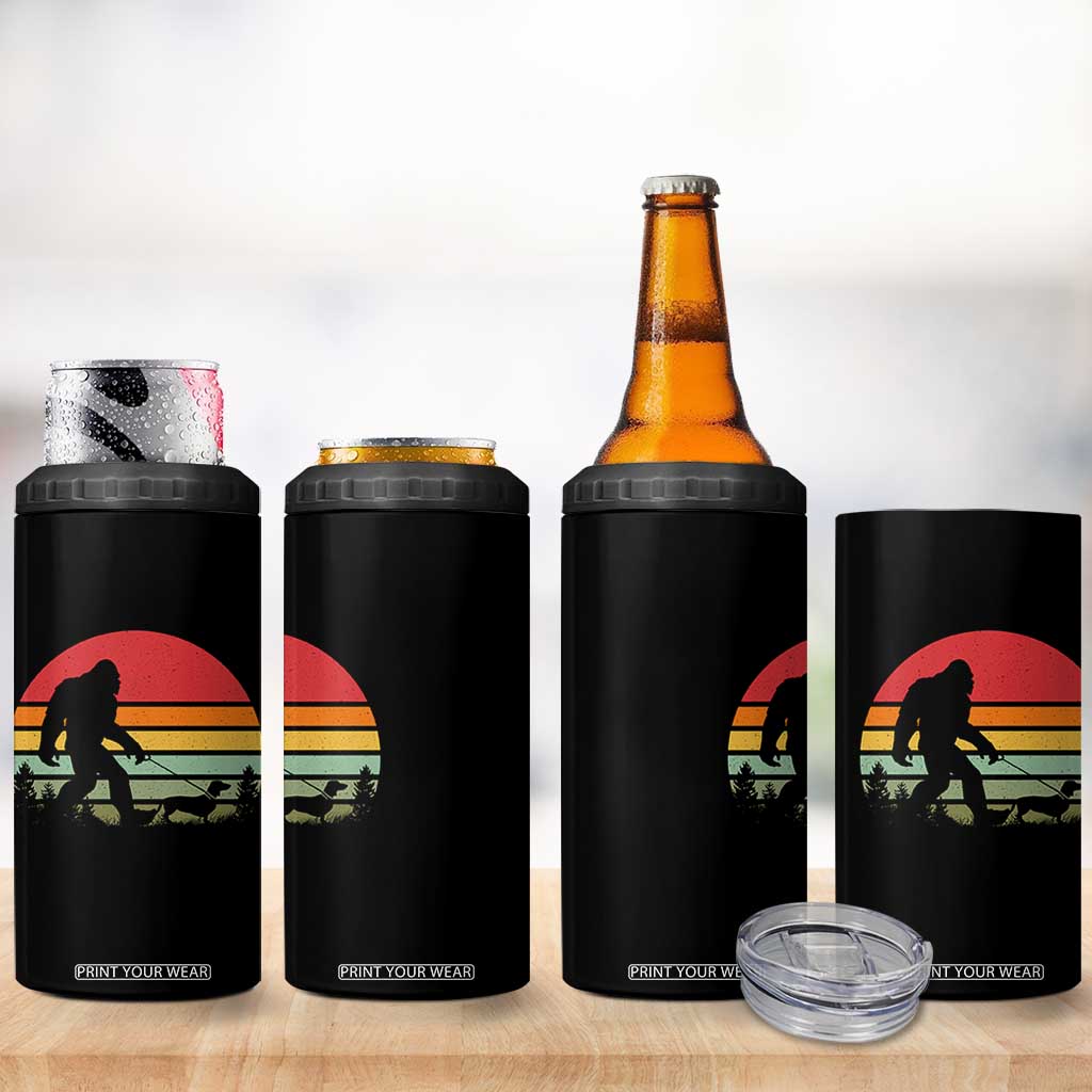 Retro Bigfoot Walking Dachshund 4 in 1 Can Cooler Tumbler Funny Doxie Wiener Dog Walker Vintage 70s 80s TS10 Print Your Wear