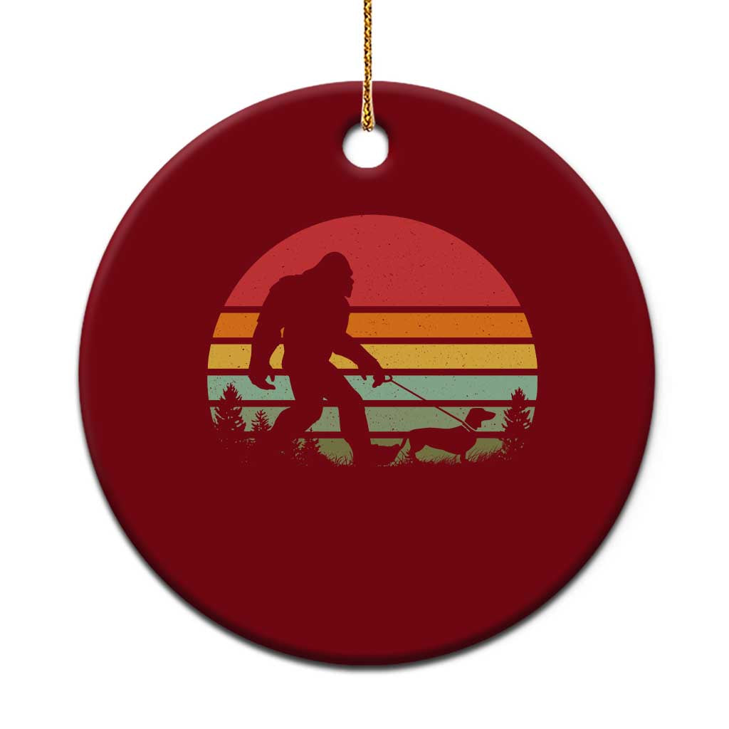 Retro Bigfoot Walking Dachshund Ceramic Ornament Funny Doxie Wiener Dog Walker Vintage 70s 80s TS10 1pc Red Print Your Wear