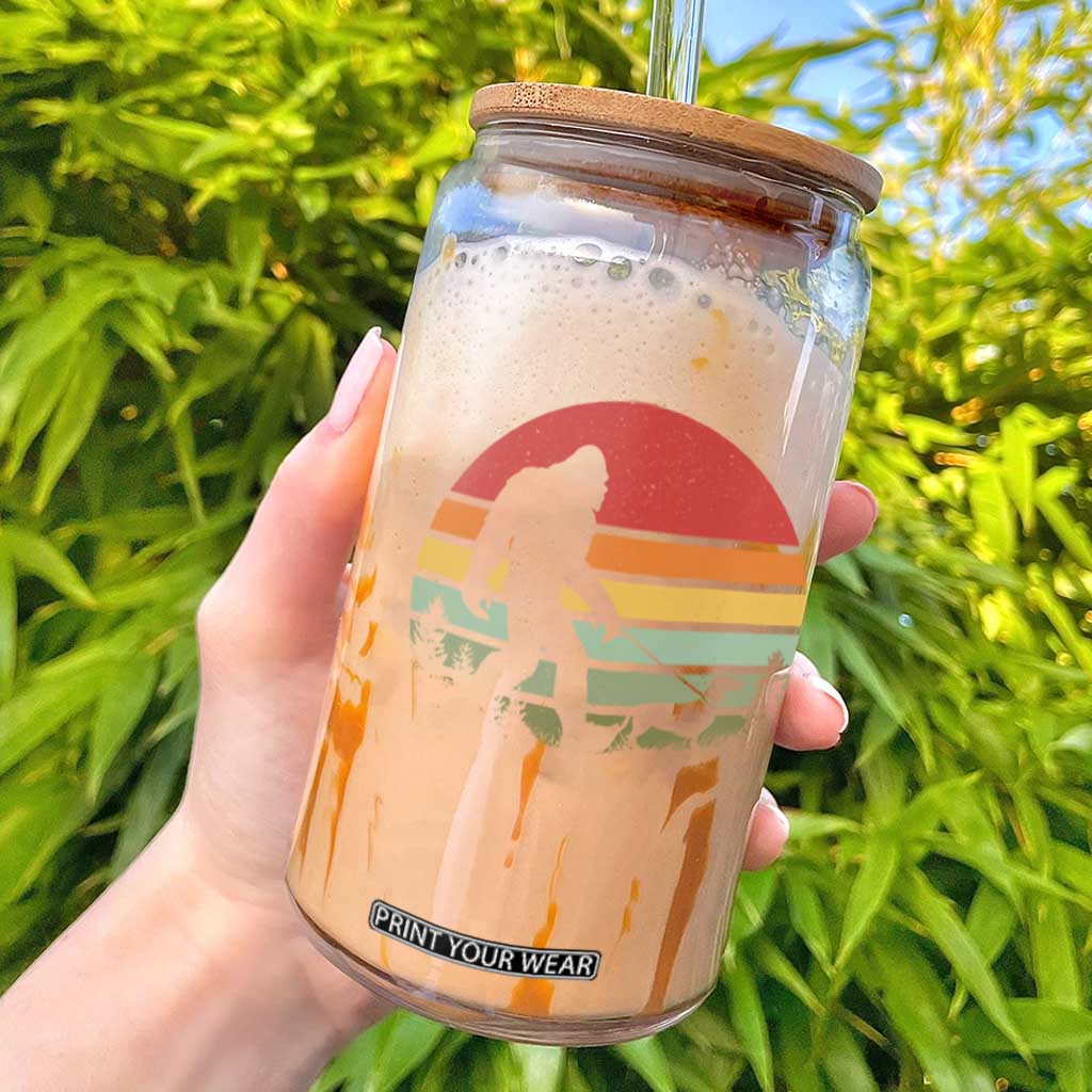 Retro Bigfoot Walking Dachshund Glass Can Funny Doxie Wiener Dog Walker Vintage 70s 80s TS10 Black Print Your Wear