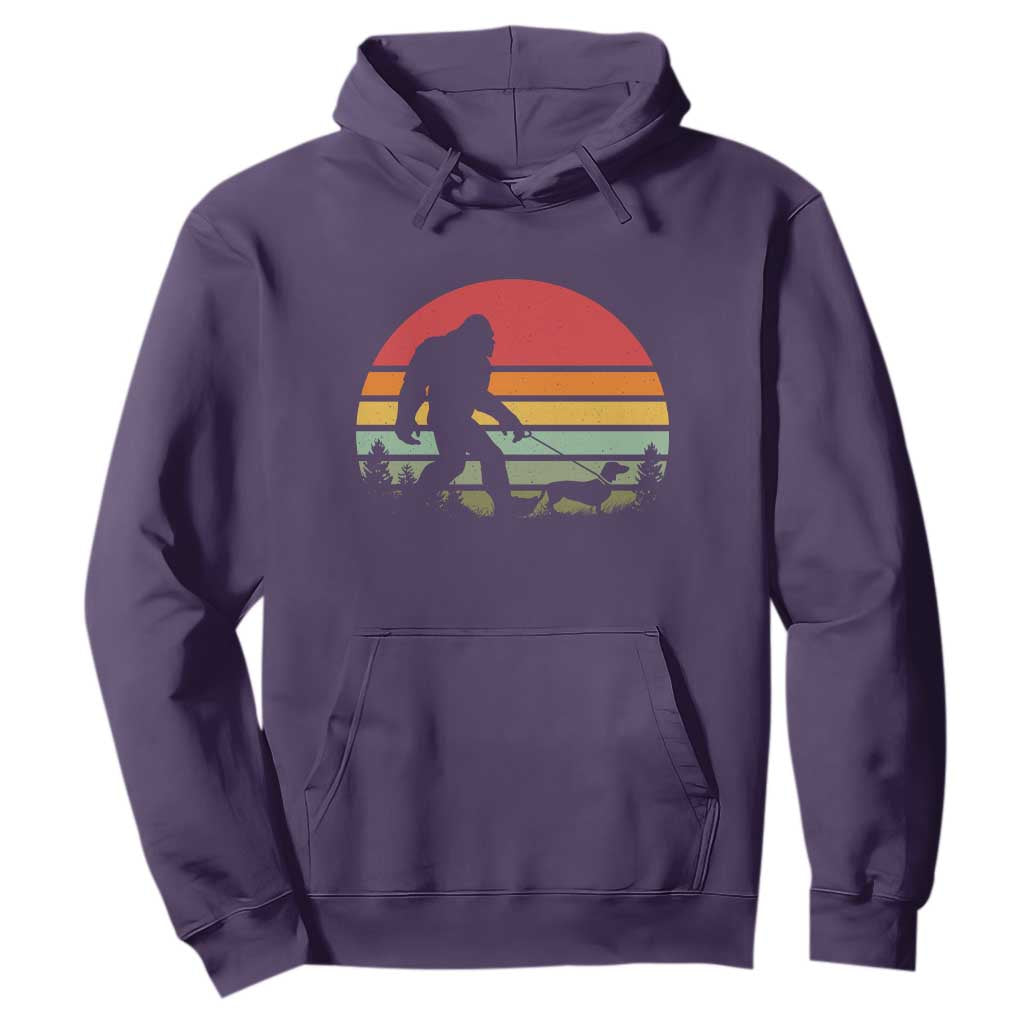 Retro Bigfoot Walking Dachshund Hoodie Funny Doxie Wiener Dog Walker Vintage 70s 80s TS10 Purple Print Your Wear