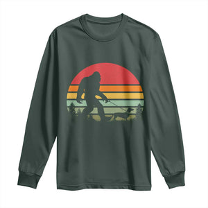 Retro Bigfoot Walking Dachshund Long Sleeve Shirt Funny Doxie Wiener Dog Walker Vintage 70s 80s TS10 Dark Forest Green Print Your Wear