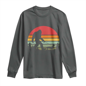 Retro Bigfoot Walking Dachshund Long Sleeve Shirt Funny Doxie Wiener Dog Walker Vintage 70s 80s TS10 Dark Heather Print Your Wear