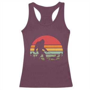Retro Bigfoot Walking Dachshund Racerback Tank Top Funny Doxie Wiener Dog Walker Vintage 70s 80s TS10 Maroon Print Your Wear