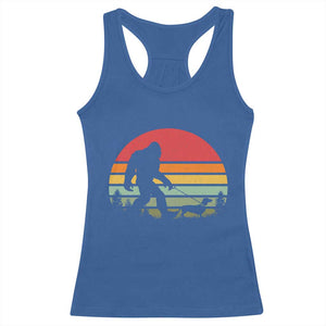 Retro Bigfoot Walking Dachshund Racerback Tank Top Funny Doxie Wiener Dog Walker Vintage 70s 80s TS10 Royal Blue Print Your Wear
