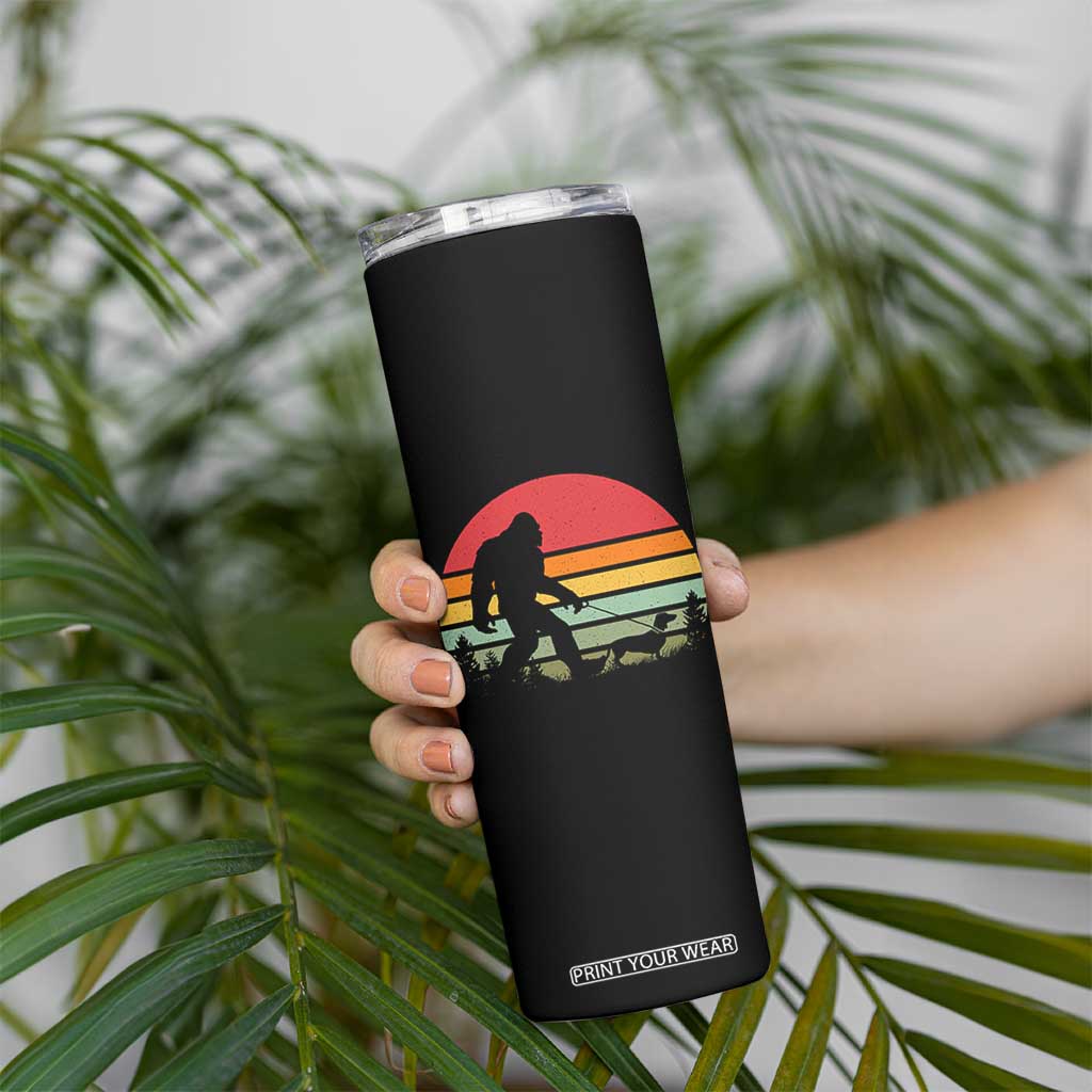 Retro Bigfoot Walking Dachshund Skinny Tumbler Funny Doxie Wiener Dog Walker Vintage 70s 80s TS10 Print Your Wear