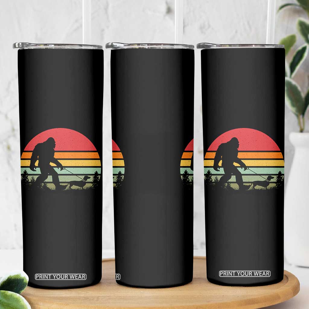 Retro Bigfoot Walking Dachshund Skinny Tumbler Funny Doxie Wiener Dog Walker Vintage 70s 80s TS10 Print Your Wear