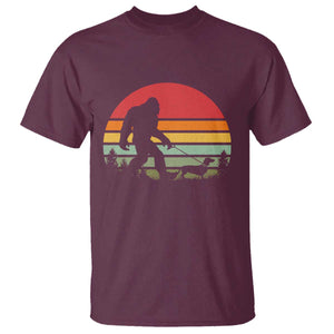 Retro Bigfoot Walking Dachshund T Shirt Funny Doxie Wiener Dog Walker Vintage 70s 80s TS10 Maroon Print Your Wear