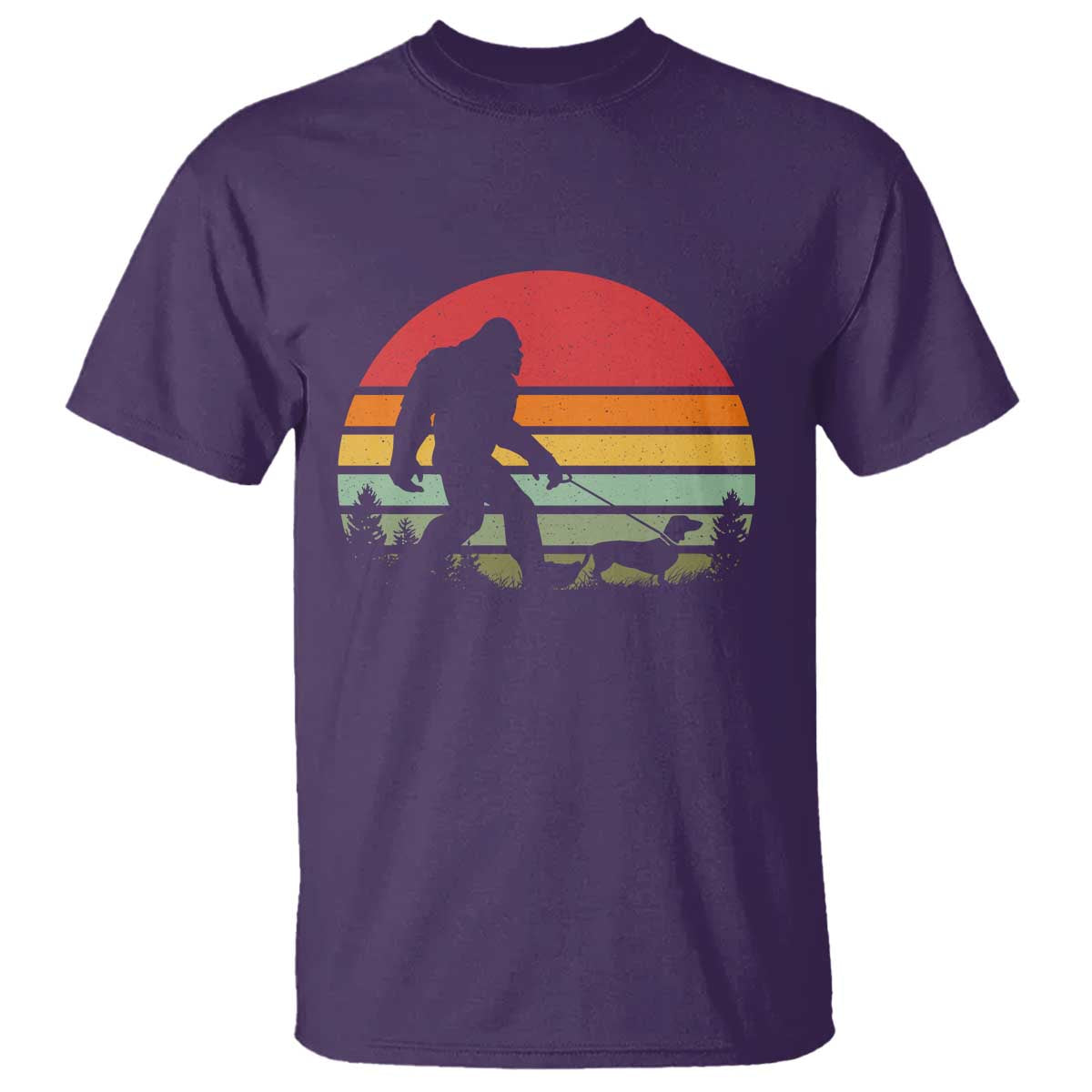 Retro Bigfoot Walking Dachshund T Shirt Funny Doxie Wiener Dog Walker Vintage 70s 80s TS10 Purple Print Your Wear