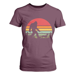 Retro Bigfoot Walking Dachshund T Shirt For Women Funny Doxie Wiener Dog Walker Vintage 70s 80s TS10 Maroon Print Your Wear