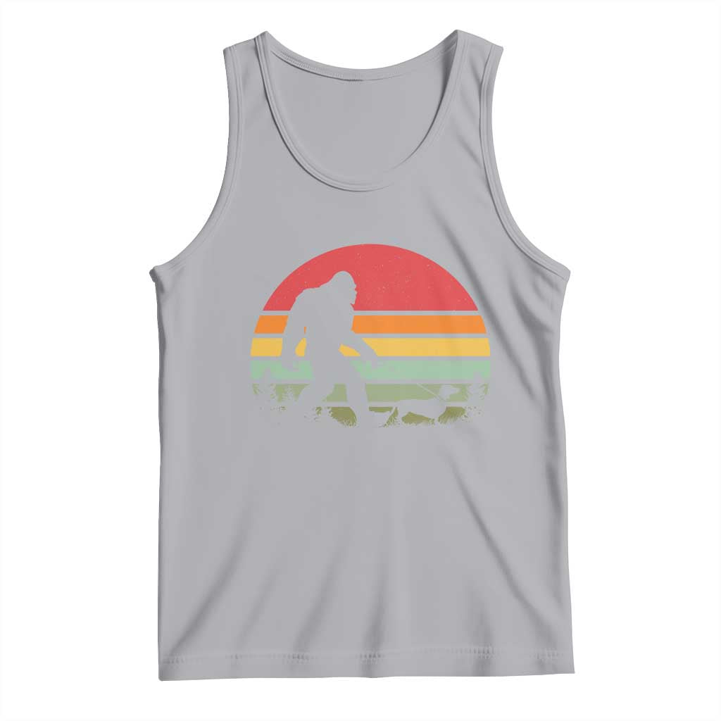 Retro Bigfoot Walking Dachshund Tank Top Funny Doxie Wiener Dog Walker Vintage 70s 80s TS10 Athletic Heather Print Your Wear