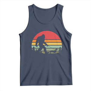 Retro Bigfoot Walking Dachshund Tank Top Funny Doxie Wiener Dog Walker Vintage 70s 80s TS10 Navy Print Your Wear