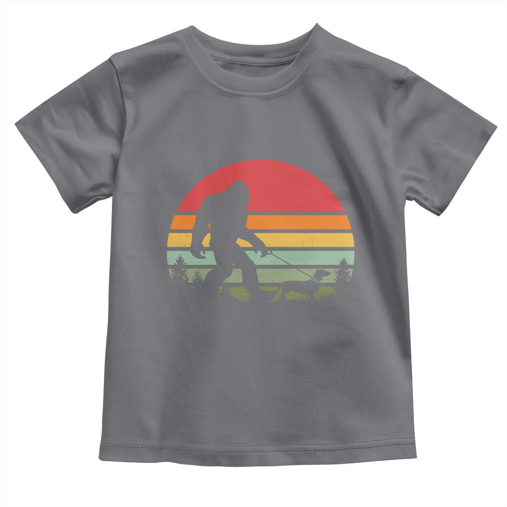 Retro Bigfoot Walking Dachshund Toddler T Shirt Funny Doxie Wiener Dog Walker Vintage 70s 80s TS10 Charcoal Print Your Wear