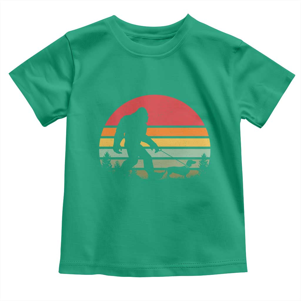 Retro Bigfoot Walking Dachshund Toddler T Shirt Funny Doxie Wiener Dog Walker Vintage 70s 80s TS10 Irish Green Print Your Wear