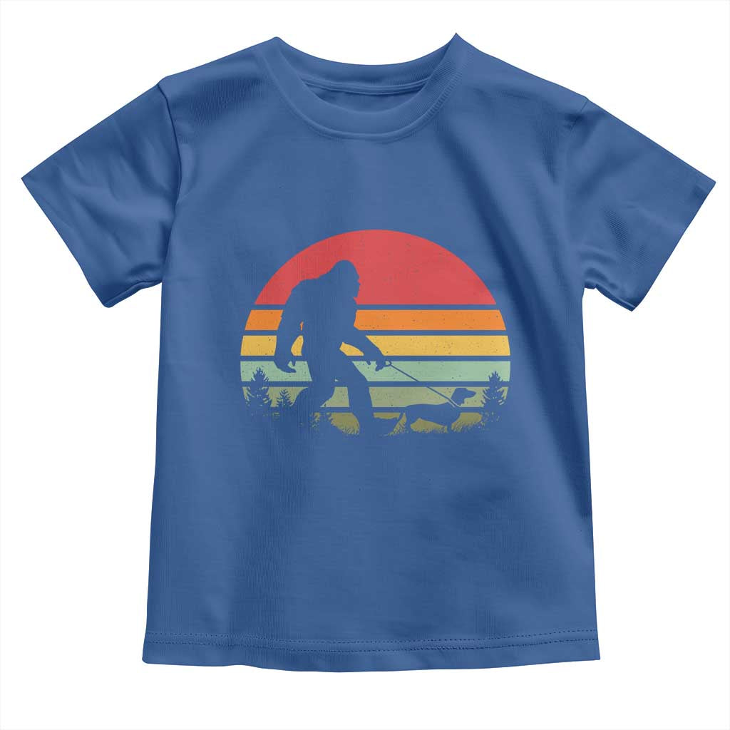 Retro Bigfoot Walking Dachshund Toddler T Shirt Funny Doxie Wiener Dog Walker Vintage 70s 80s TS10 Royal Blue Print Your Wear