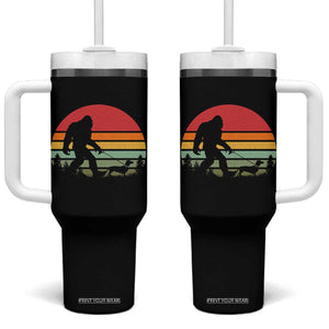Retro Bigfoot Walking Dachshund Tumbler With Handle Funny Doxie Wiener Dog Walker Vintage 70s 80s TS10 One Size: 40 oz Black Print Your Wear