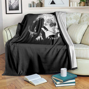 Bigfoot Walking Dachshund Throw Blanket Funny Doxie Wiener Sasquatch Night Stroll Full Moon TS10 Print Your Wear