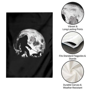 Bigfoot Walking Dachshund Garden Flag Funny Doxie Wiener Sasquatch Night Stroll Full Moon TS10 Print Your Wear