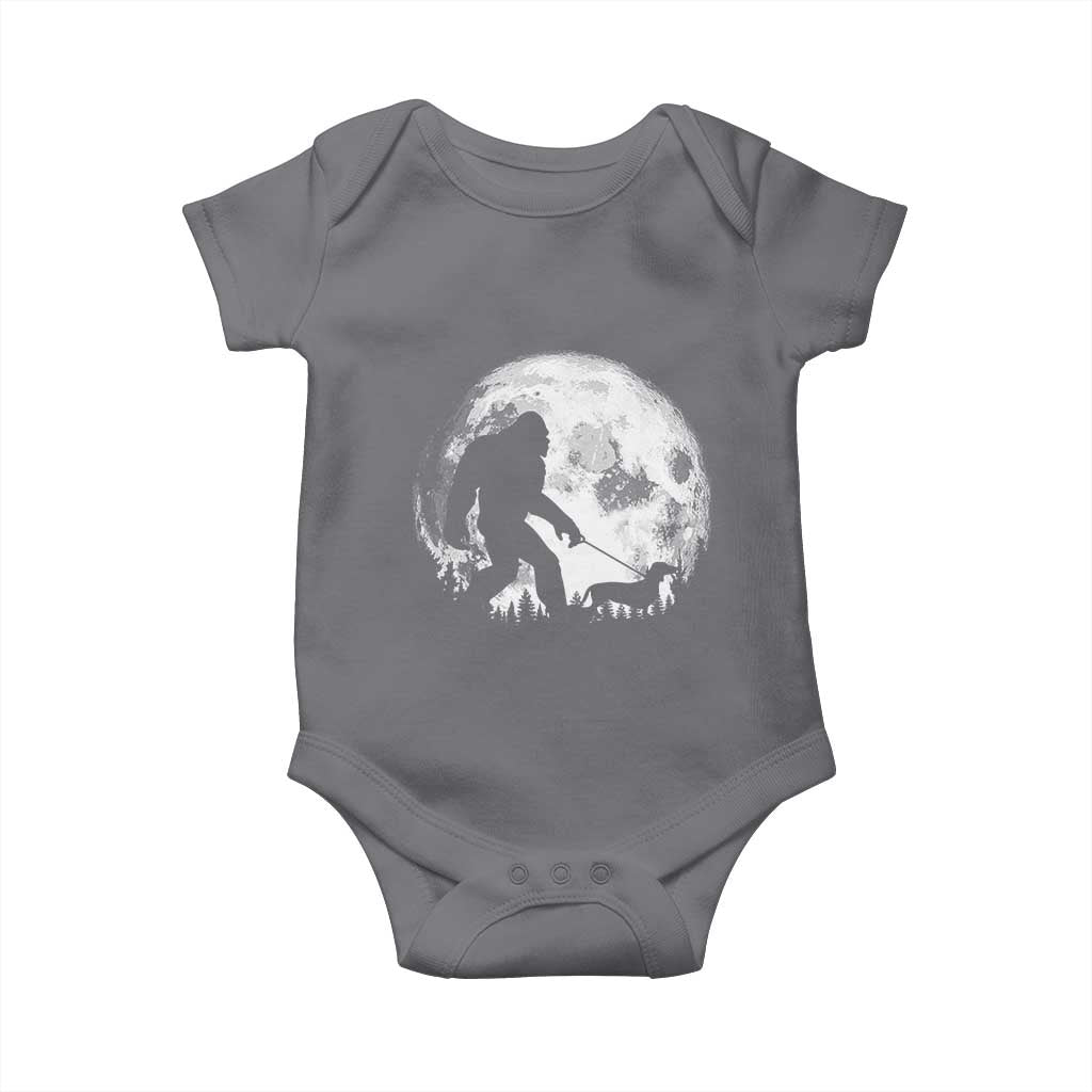 Bigfoot Walking Dachshund Baby Onesie Funny Doxie Wiener Sasquatch Night Stroll Full Moon TS10 Charcoal Print Your Wear