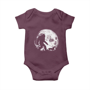Bigfoot Walking Dachshund Baby Onesie Funny Doxie Wiener Sasquatch Night Stroll Full Moon TS10 Maroon Print Your Wear