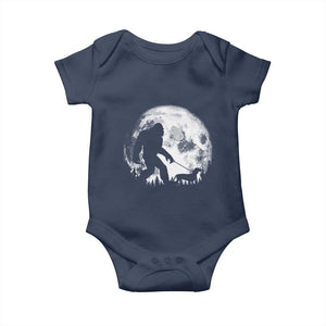 Bigfoot Walking Dachshund Baby Onesie Funny Doxie Wiener Sasquatch Night Stroll Full Moon TS10 Navy Print Your Wear