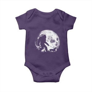 Bigfoot Walking Dachshund Baby Onesie Funny Doxie Wiener Sasquatch Night Stroll Full Moon TS10 Purple Print Your Wear