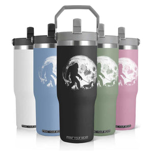Bigfoot Walking Dachshund Flip Straw Tumbler Funny Doxie Wiener Sasquatch Night Stroll Full Moon TS10 Print Your Wear